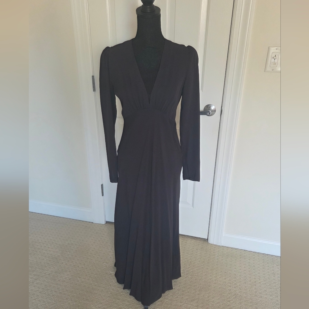Zara Black Long Sleeve Maxi Dress